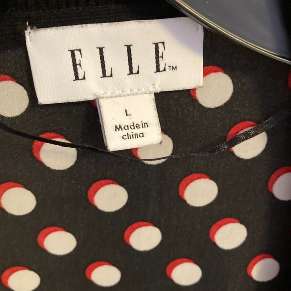 Elle Polka Dot Open Cardigan Size Large Black Red White - Picture 5 of 7